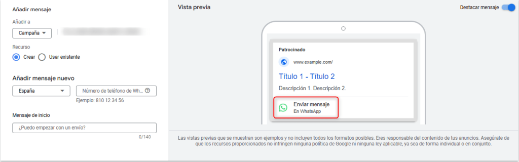 Google Ads ha lanzado una herramienta innovadora que transformará la forma en que las empresas interactúan con sus clientes. Se trata de la extensión de WhatsApp, una nueva función que te permite agregar un enlace directo a WhatsApp en tus anuncios publicitarios. Con un solo clic, los usuarios pueden iniciar una conversación con tu negocio a través de WhatsApp, lo que mejora la comunicación y acelera el proceso de ventas. ¿Qué es la extensión de WhatsApp en Google Ads? La extensión de WhatsApp es una función que te permite añadir un botón de contacto directo a WhatsApp en tus anuncios de Google. Cuando un usuario hace clic en el anuncio, automáticamente se redirige a un chat en WhatsApp Business donde puede interactuar directamente con tu empresa. Esta herramienta está pensada para hacer las interacciones más ágiles, personalizadas y eficaces, ya que permite conversar de manera instantánea y en tiempo real. ¿Por qué es útil para tu negocio? Comunicación directa e instantánea: Ahora tus clientes pueden contactarte rápidamente a través de WhatsApp, sin complicaciones, lo que hace que la experiencia del usuario sea mucho más eficiente y fluida. Interacción más personal: WhatsApp es un canal más cercano y accesible, lo que genera una relación más directa y confiable con tus clientes. Mayor probabilidad de conversión: La posibilidad de resolver dudas al instante aumenta las chances de que los usuarios se conviertan en clientes, ya que tienen acceso a respuestas rápidas. ¿Cómo funciona la extensión de WhatsApp? Integración con WhatsApp Business: Para usar esta extensión, debes tener una cuenta activa de WhatsApp Business. Al vincular tu cuenta con Google Ads, los usuarios podrán contactarte directamente desde el anuncio. Mensaje de bienvenida: Puedes configurar un mensaje automático que se enviará a los usuarios cuando inicien una conversación. Este mensaje puede ser una simple bienvenida o información adicional sobre tu empresa. Consejos para sacar el máximo provecho Segmenta tu público adecuadamente: Asegúrate de que los anuncios lleguen a la audiencia correcta para obtener interacciones de calidad a través de WhatsApp. Responde rápidamente: La inmediatez es clave en este tipo de comunicación. No dejes que los usuarios esperen mucho tiempo para recibir una respuesta. Configura respuestas automáticas: Si hay preguntas frecuentes, puedes automatizar las respuestas para ahorrar tiempo y ser más eficiente. Beneficios de usar la extensión de WhatsApp Conexión rápida con los clientes: WhatsApp es una de las aplicaciones de mensajería más populares, lo que facilita que tus clientes te contacten de manera directa y sencilla. Aumento en las conversiones: Al ofrecer una vía directa para resolver dudas y brindar atención personalizada, puedes aumentar la tasa de conversión de tus campañas publicitarias. Medición de resultados: Google Ads te permite monitorear cuántos usuarios interactúan con el botón de WhatsApp, lo que facilita evaluar el rendimiento de la campaña. ¿Cómo empezar a usarla? Crea una cuenta en WhatsApp Business: Para usar la extensión, necesitas tener una cuenta activa de WhatsApp Business API. Configura tu campaña en Google Ads: Agrega la extensión de WhatsApp a tus campañas para empezar a recibir mensajes directos. Prueba y ajusta: Antes de lanzar la campaña, haz algunas pruebas para asegurarte de que todo funciona correctamente. ¿Por qué deberías implementar esta extensión ahora? Si estás buscando mejorar la interacción con tus clientes y optimizar tus campañas publicitarias, la extensión de WhatsApp en Google Ads es una herramienta imprescindible. Ofrece la oportunidad de mejorar la experiencia del usuario y aumentar las conversiones de forma sencilla y efectiva.